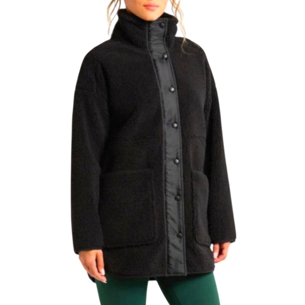 SPIRITUAL GANGSTER Lexi Sherpa Coat Black Faux Fur Jacket Women Sz M/L Old Money
